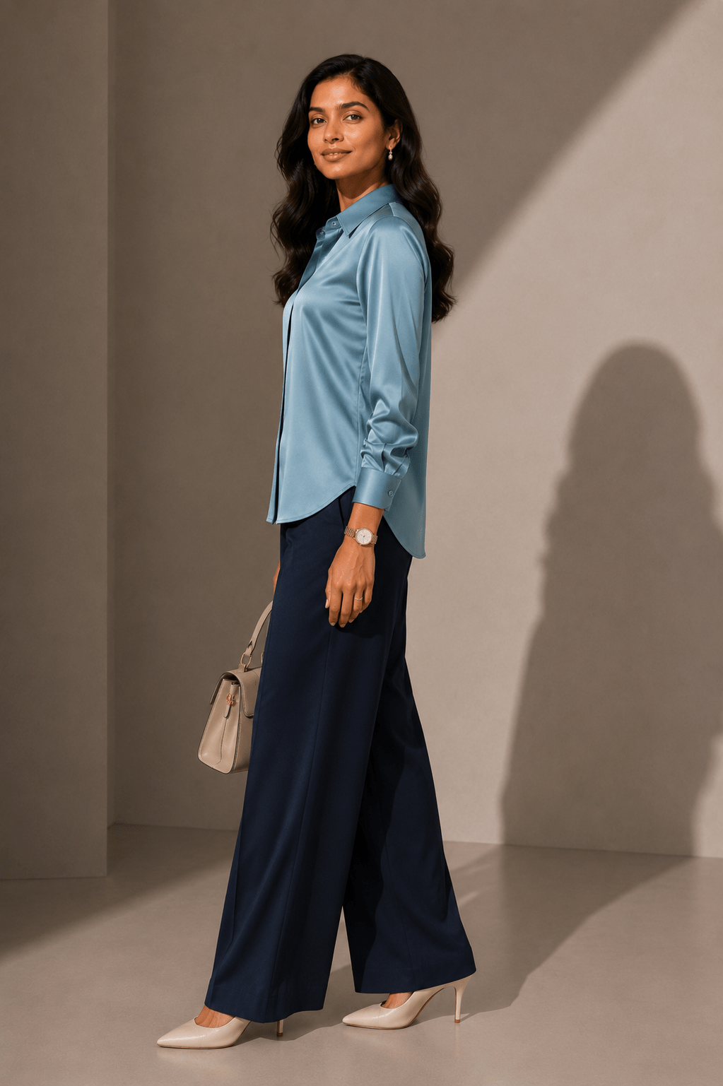 Azure Luxe Satin Shirt - Image 2