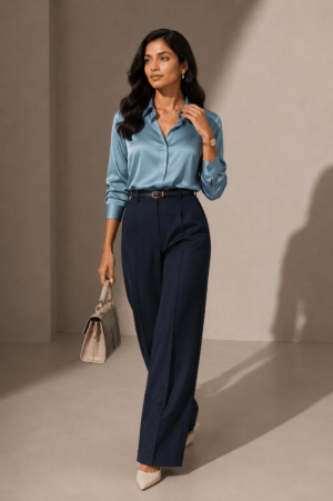 Azure Luxe Satin Shirt