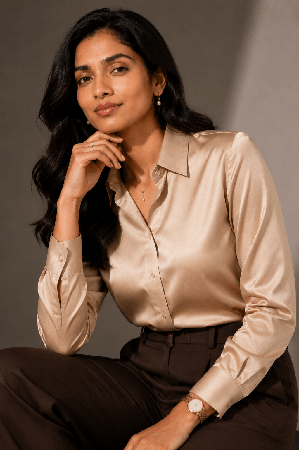 Champagne Luxe Satin Shirt