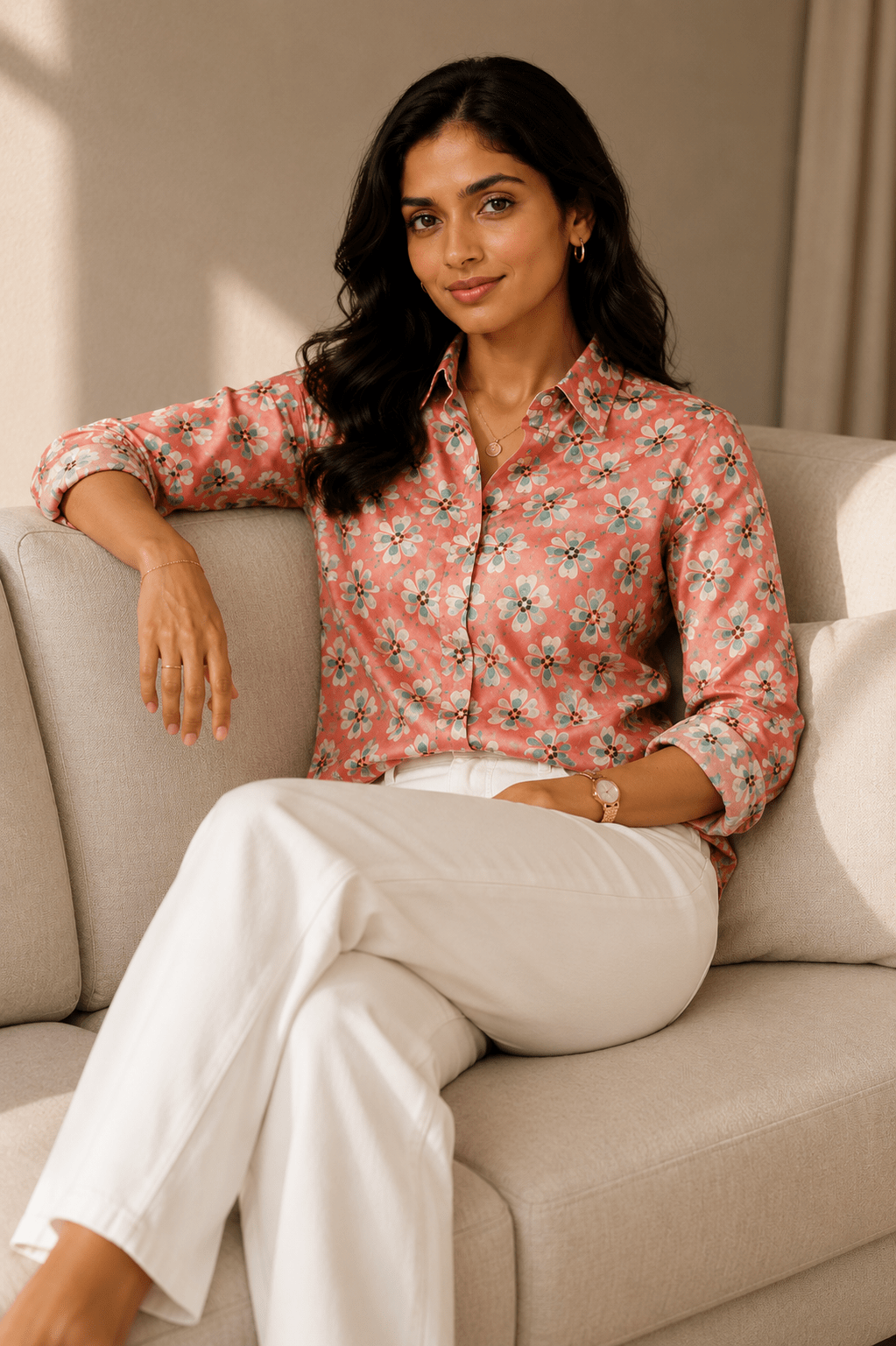 Coral Bloom Printed Shirt - Image 2