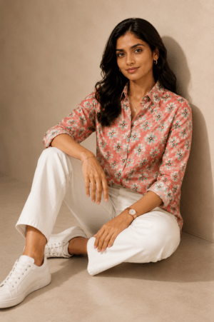 Coral Bloom Printed Shirt
