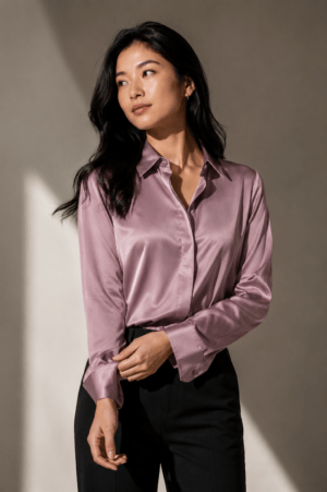 Dusty Rose Luxe Satin Shirt