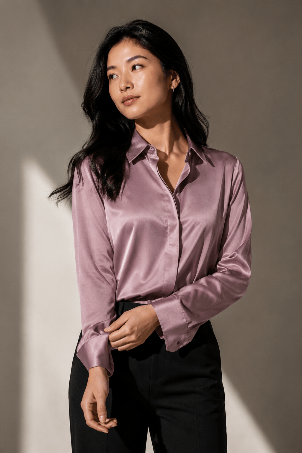 Dusty Rose Luxe Satin Shirt