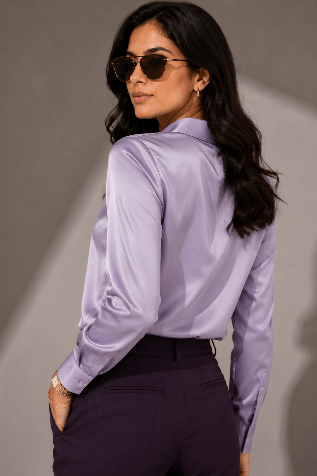 Lavender Luxe Satin Shirt - Image 2