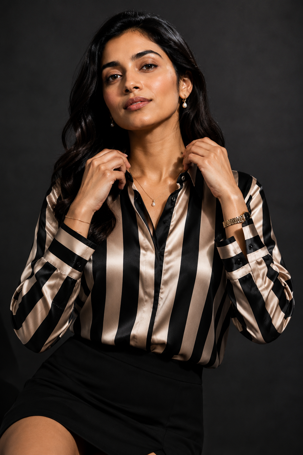 Monochrome Luxe Satin Shirt