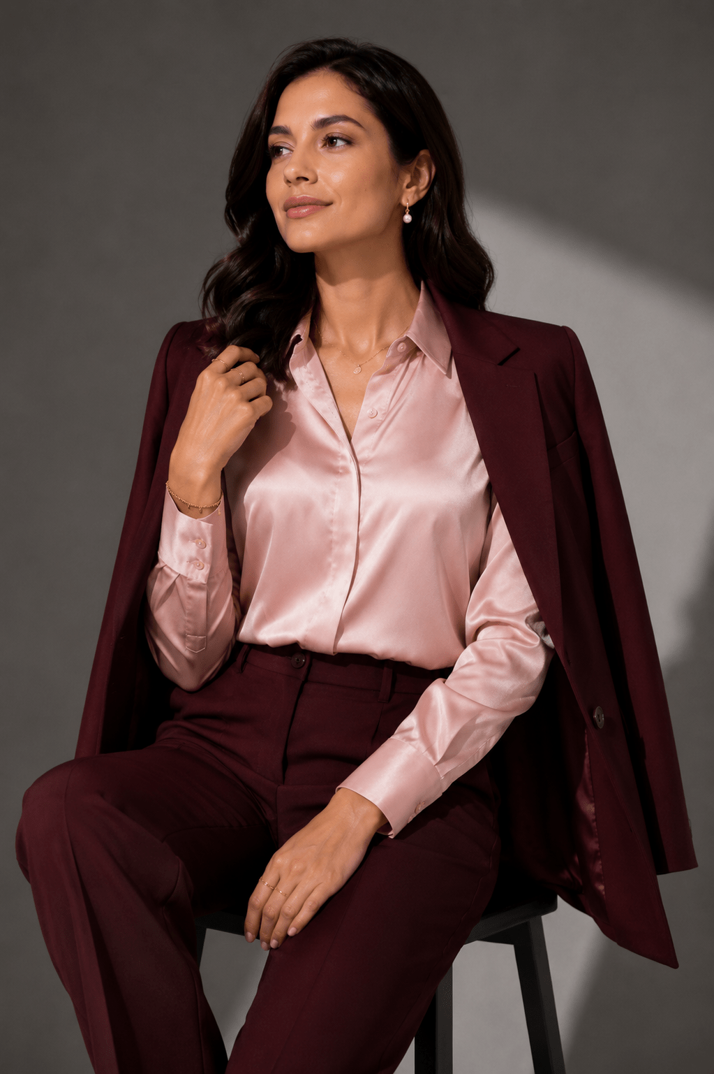 Rosé Luxe Satin Shirt