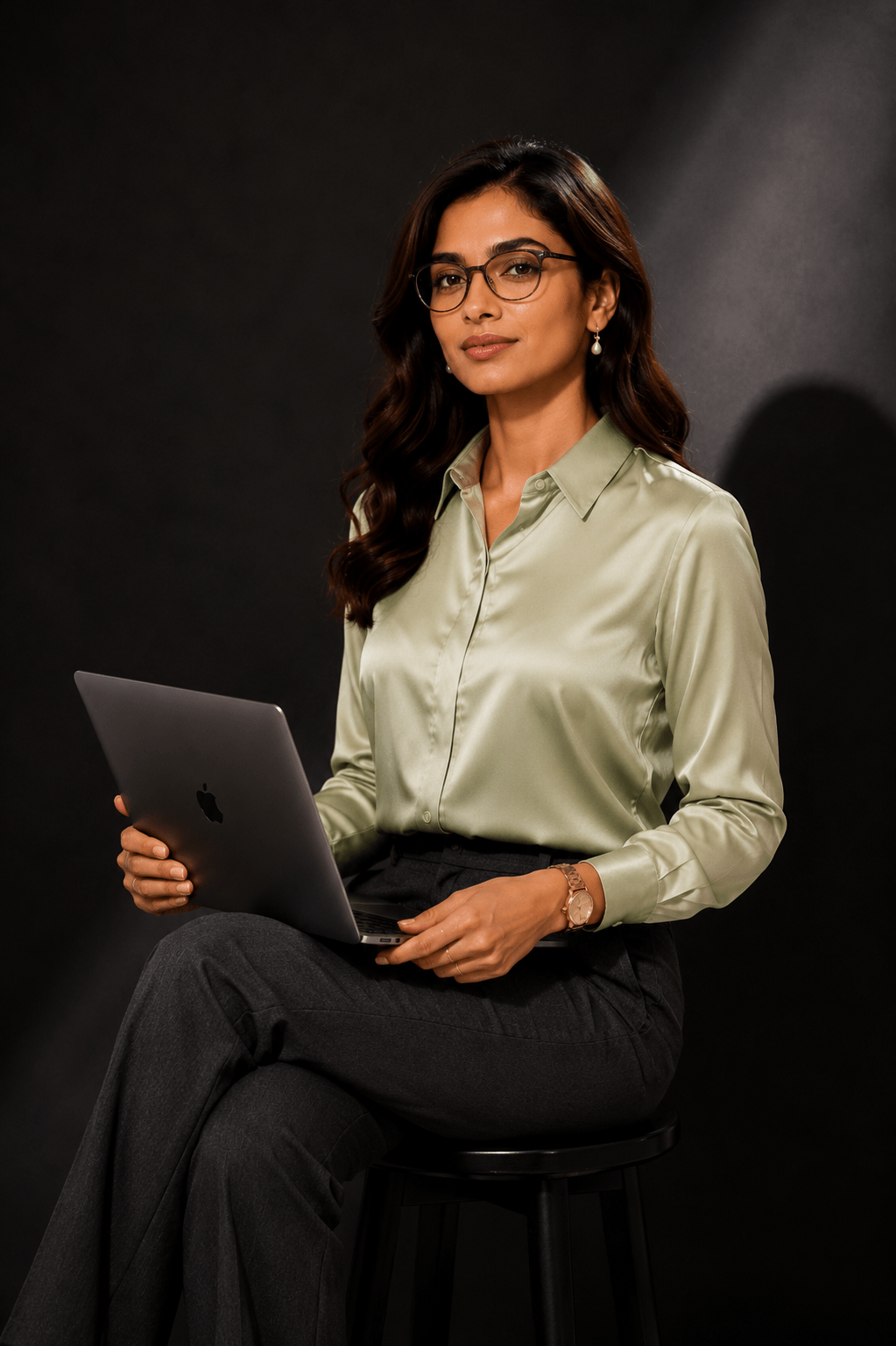Sage Executive Satin Shirt - Image 2