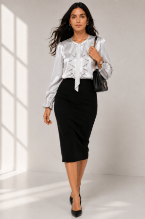 Silver Cascade Satin Blouse