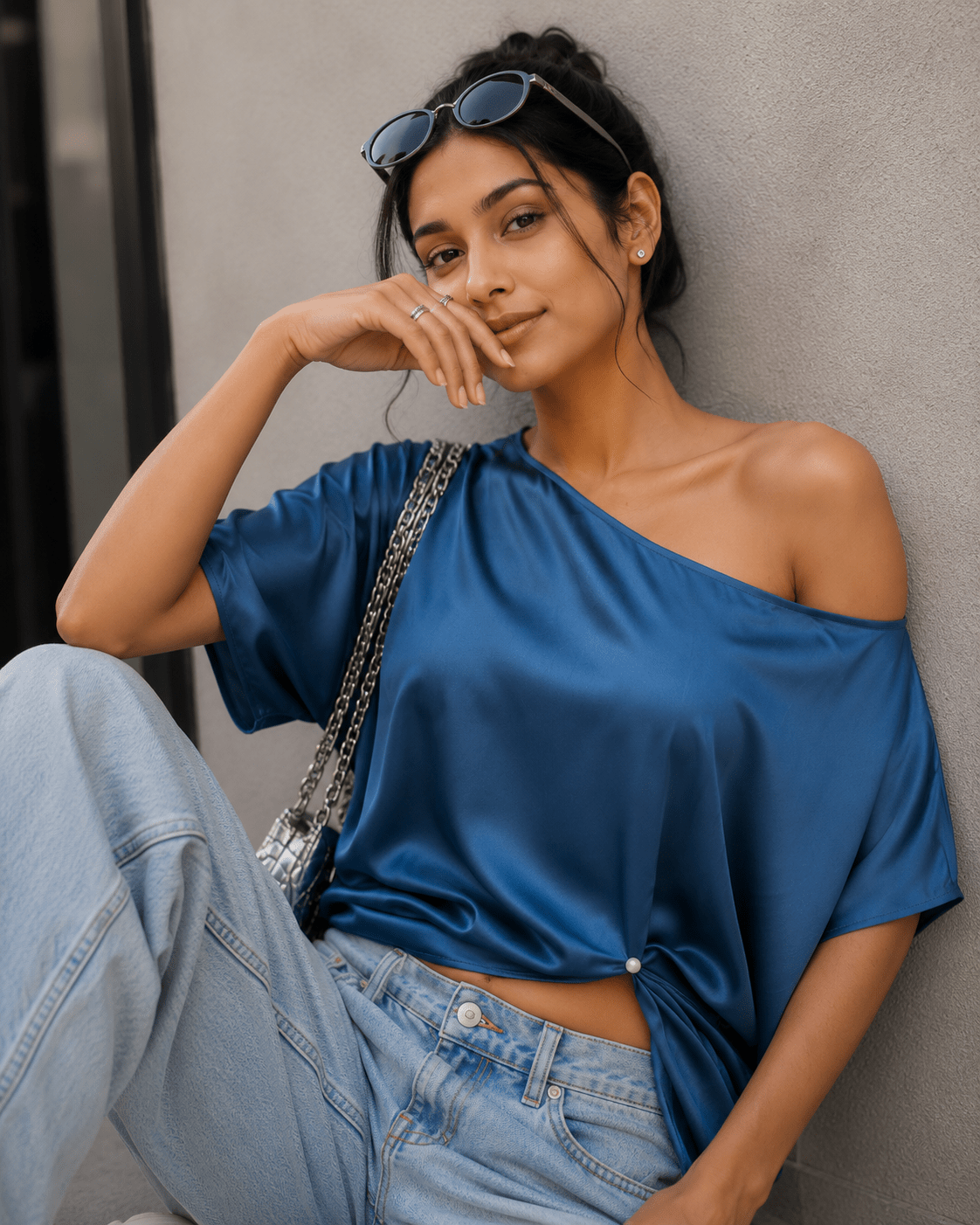 steel-blue-luxe-one-shoulder-satin-top