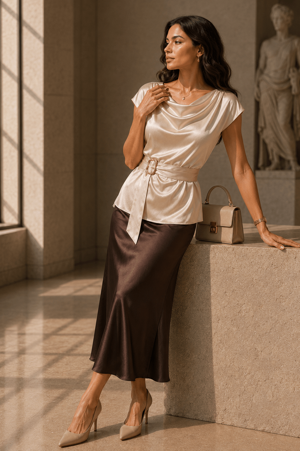 champagne-satin-draped-waist-top
