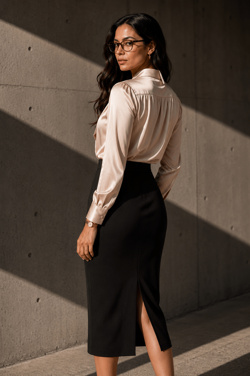 Champagne Satin Tie-Neck Formal Top - Image 2