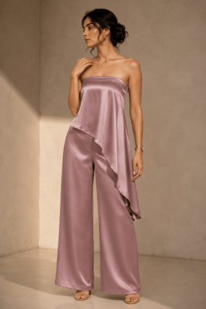 Mauve Satin Drape Co-Ord Set