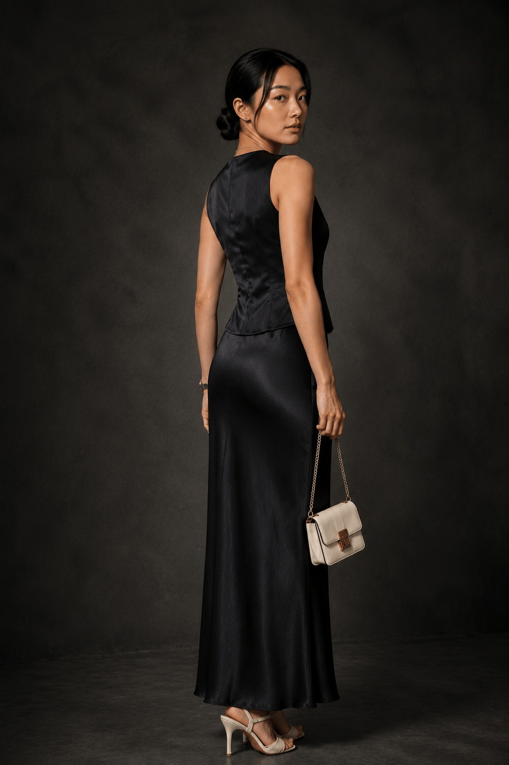 Noir Sculpted Satin Co-Ord - Image 2